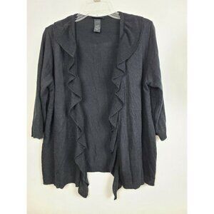 Lane Bryant Womens Black Open Front Lightweight Ruffle Cardigan Plus Size 14/16